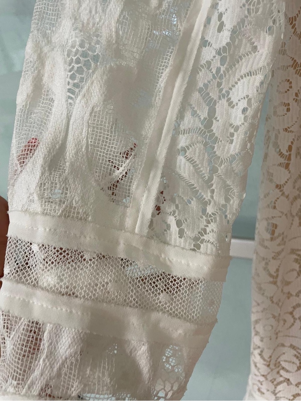 BCBGMaxAzria White Lace V-Neck Sheer Cover-Up Dress - Picture 8 of 8